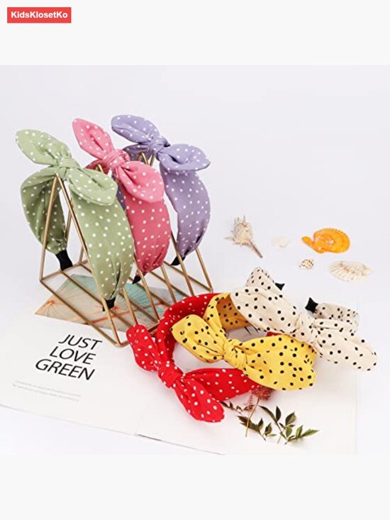 Polka Dot Knotted Bow Headbands Adjustable Non-Slip Hair Accessories main image 4
